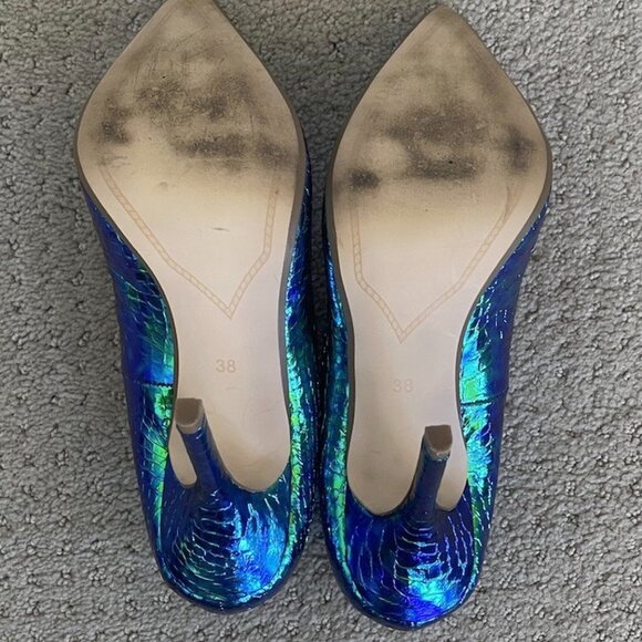 Dune London Blue/Green Metallic Pumps - Picture 3 of 5
